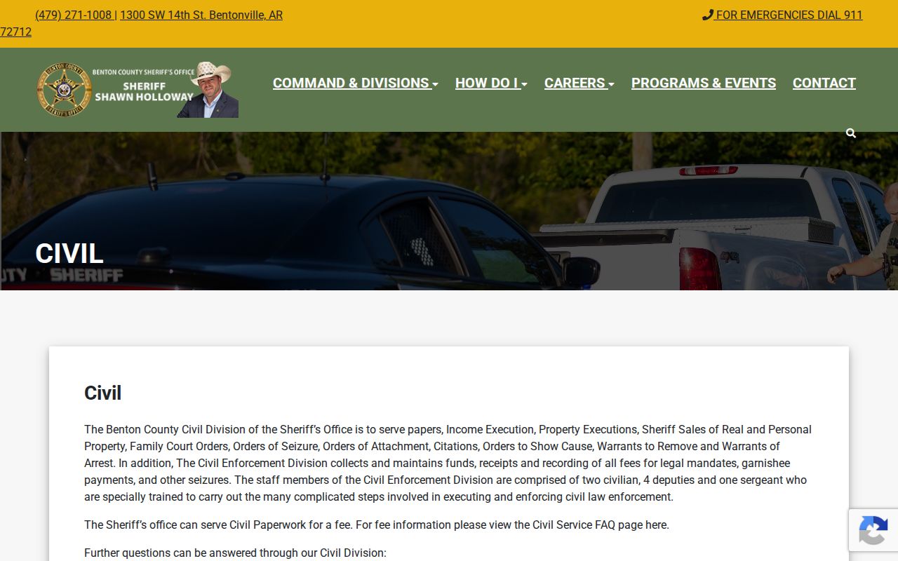 Benton County Sheriff Civil Division warrant and court-process duties