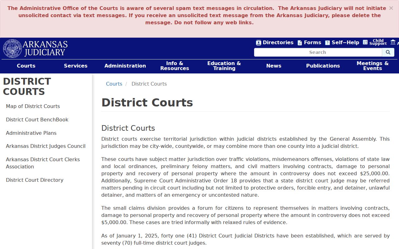 Arkansas Judiciary District Courts jurisdiction information for Benton County