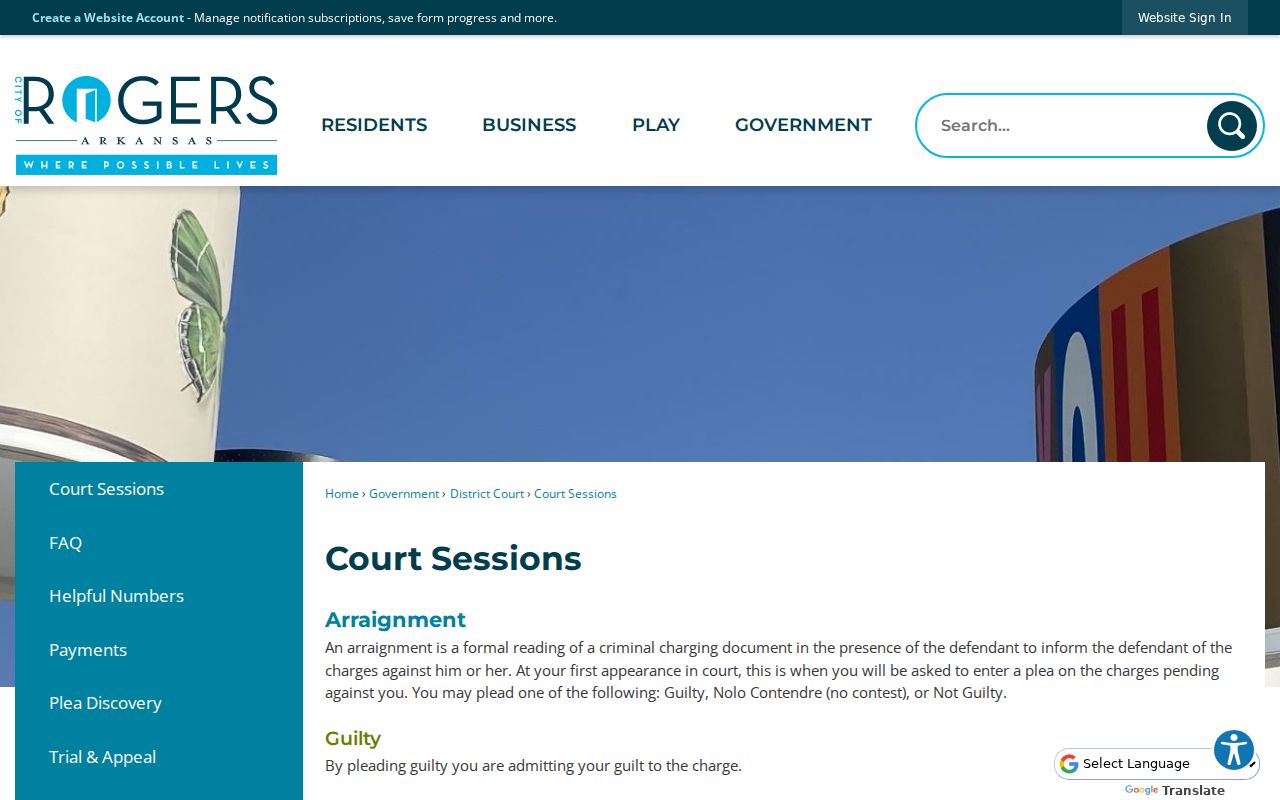 Rogers District Court sessions and arraignment information