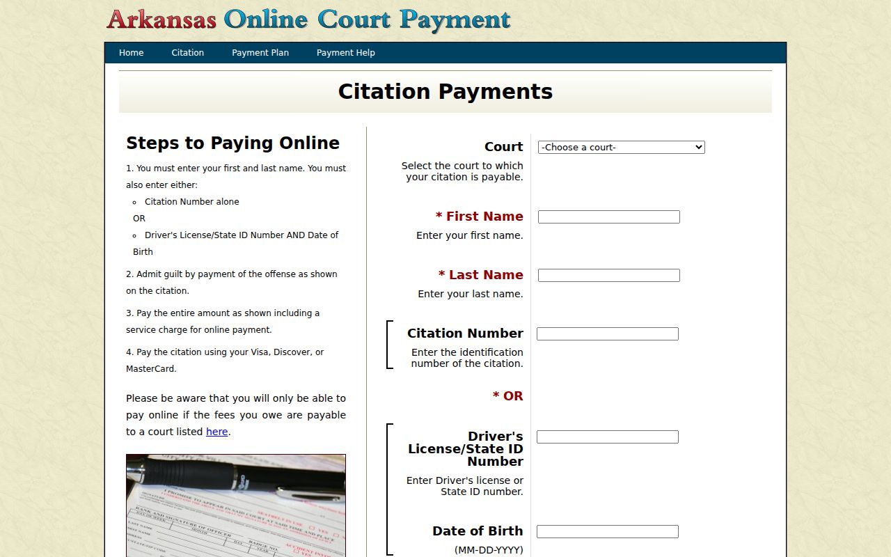 Arkansas citation portal for Benton County city court cases